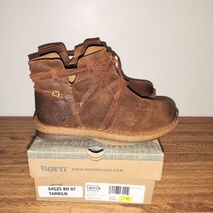 Born Brown Tarkiln Leather Ankle Boots Size 7